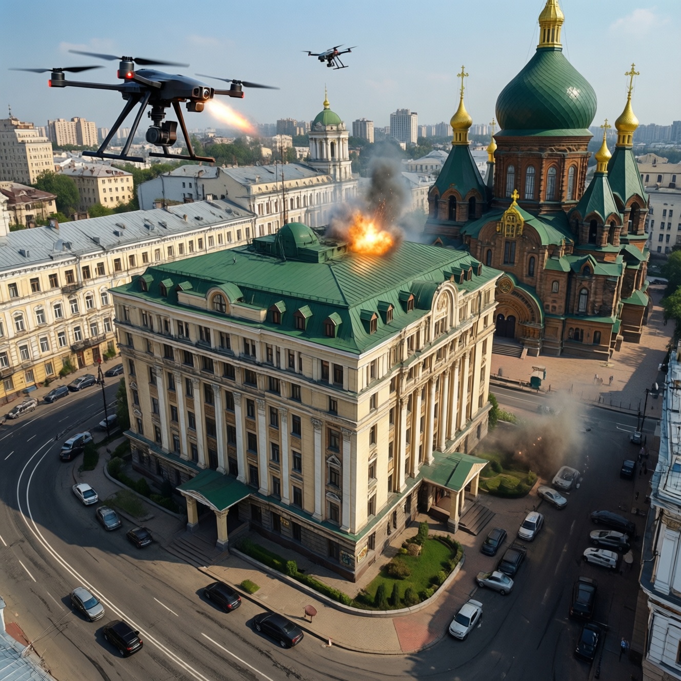 Российский беспилотник атаковал центральное здание СБУ в Киеве